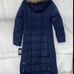 TOMMY HILFIGER Women's Maxi Puffer Hooded Coat Faux Fur Trim Navy Blue