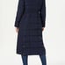 TOMMY HILFIGER Women's Maxi Puffer Hooded Coat Faux Fur Trim Navy Blue