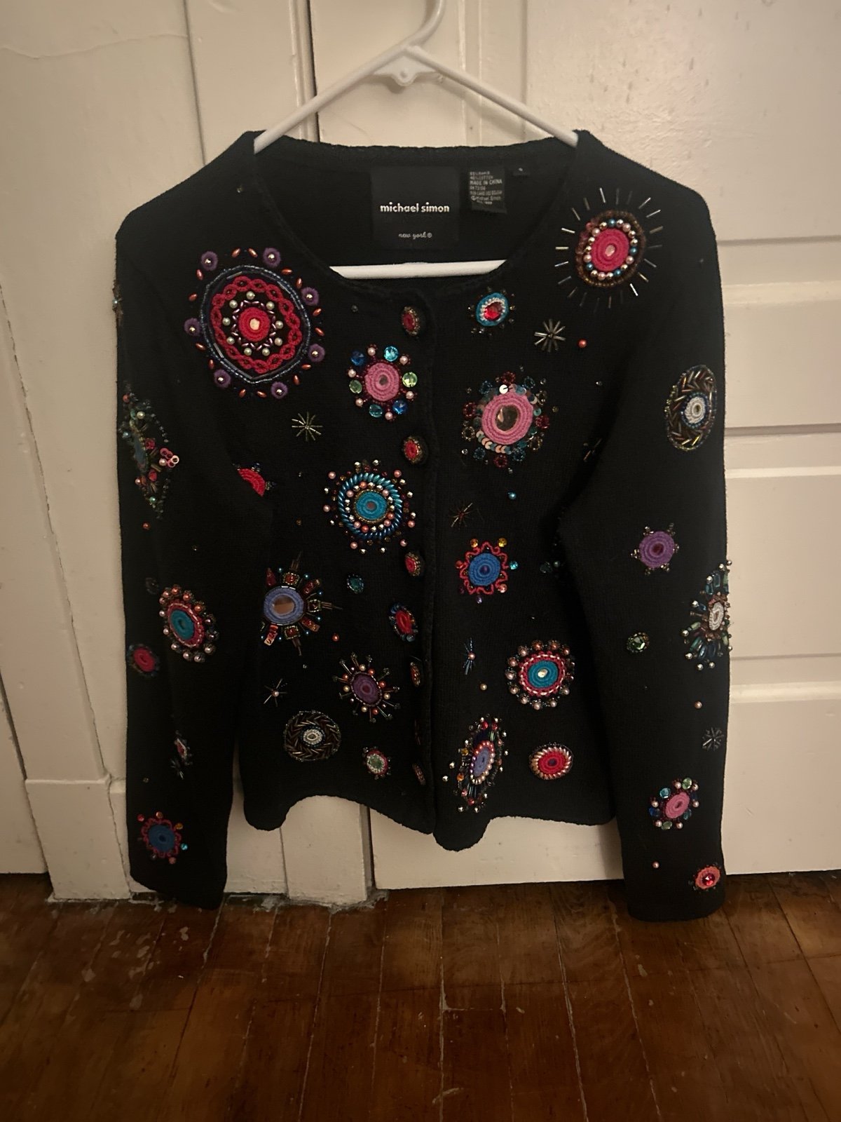 Vintage Novelty Cardigan Sweater Michael Simon