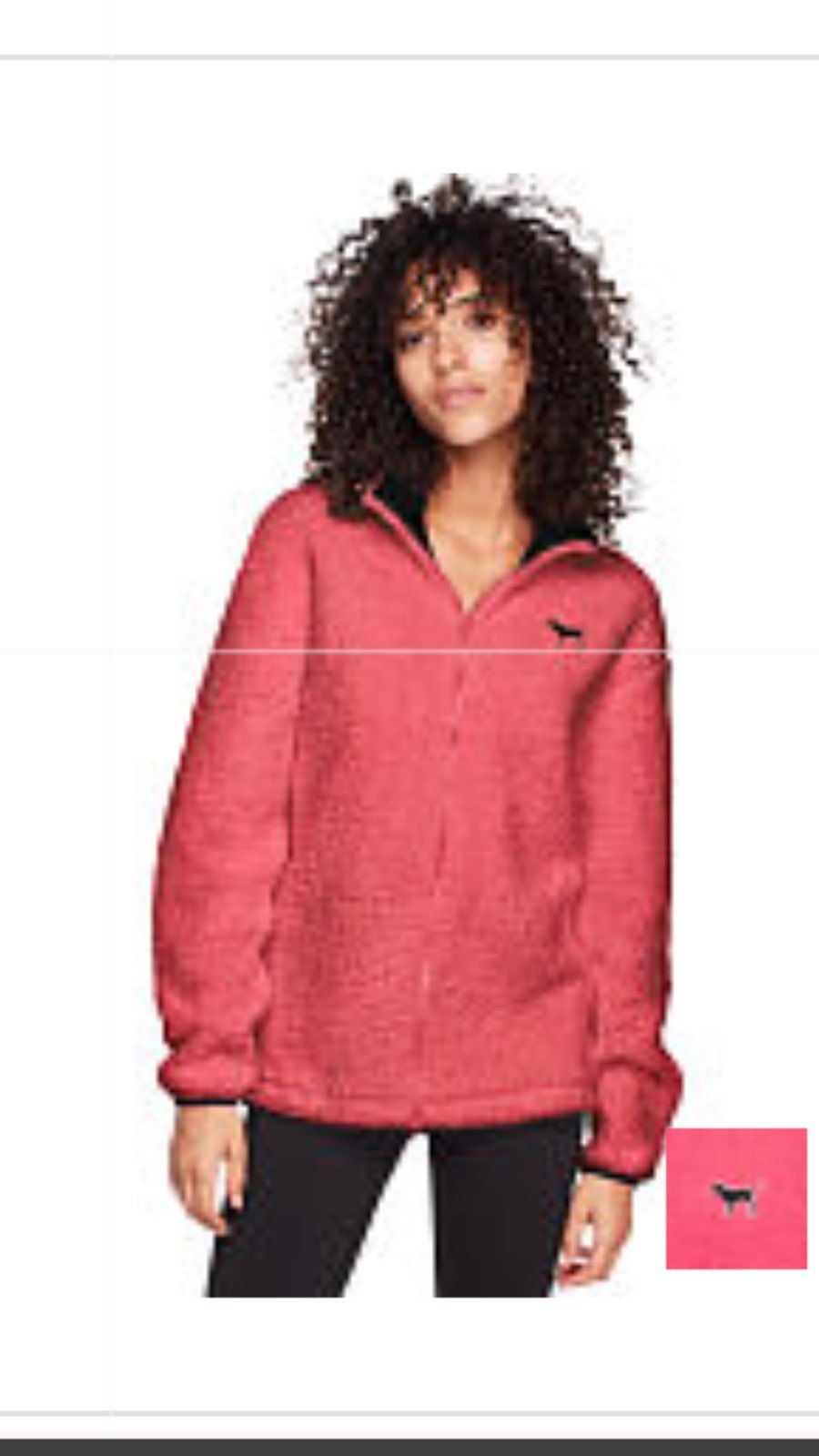 VS PINK FULL ZIP SHERPA COSMIC CORAL XS