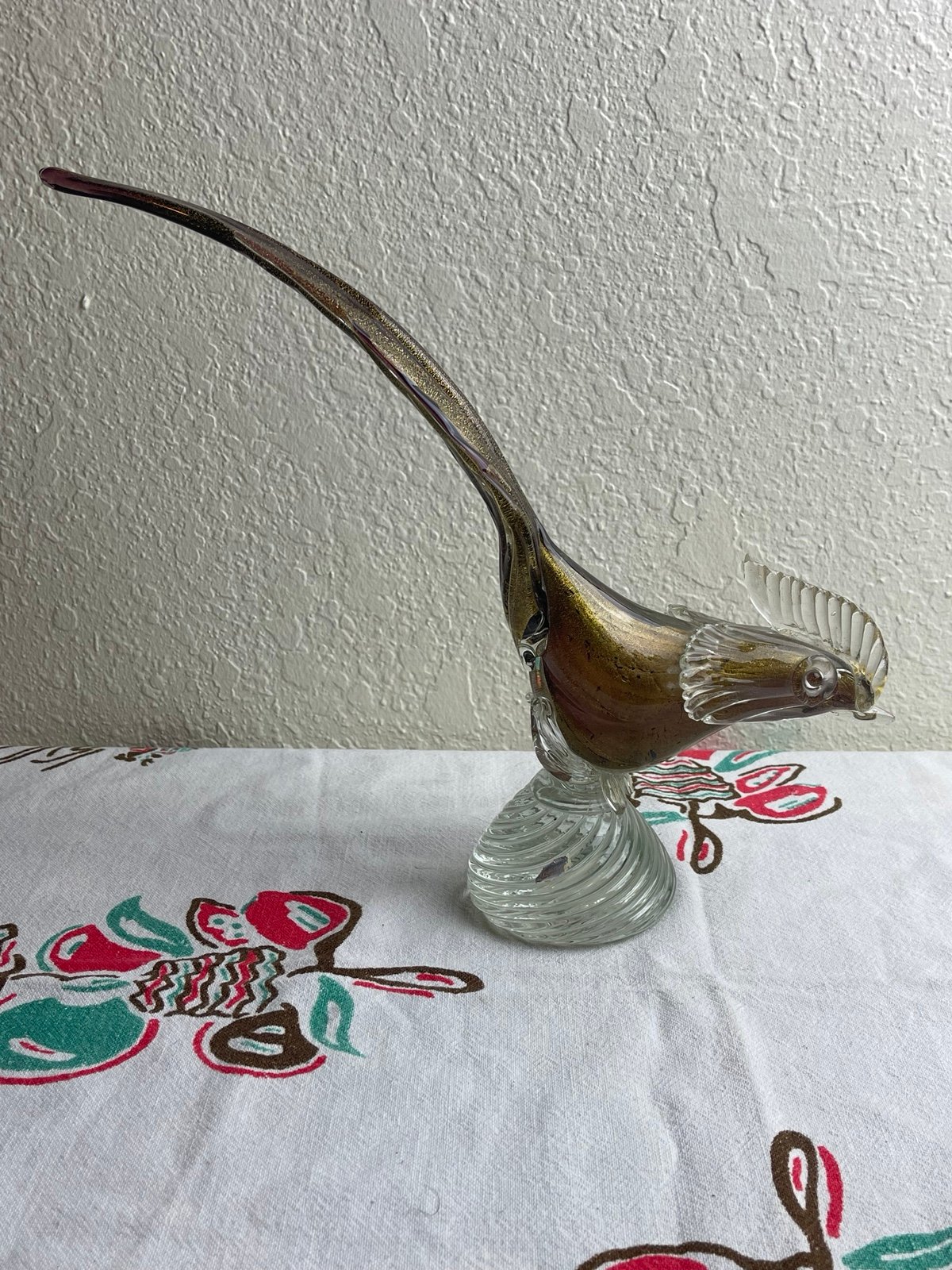 1980s Seguso Murano Art Glass Road Runner Sculpture, Made in Italy
