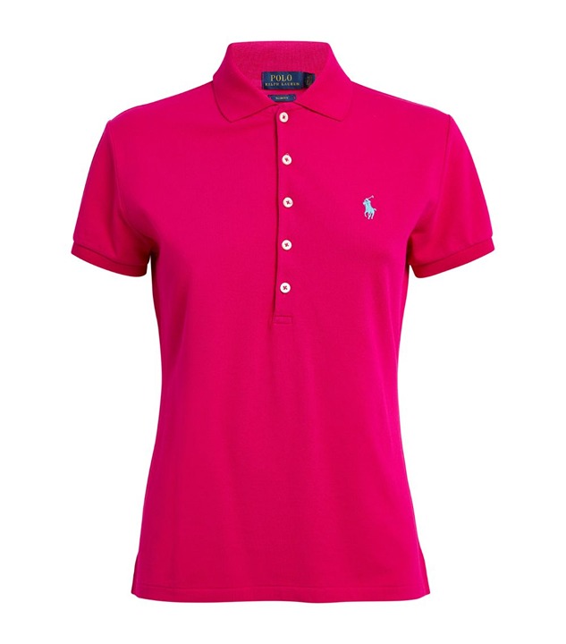 POLO RALPH LAUREN Slim Fit Stretch Polo Shirt - Pink Sky Women Size S