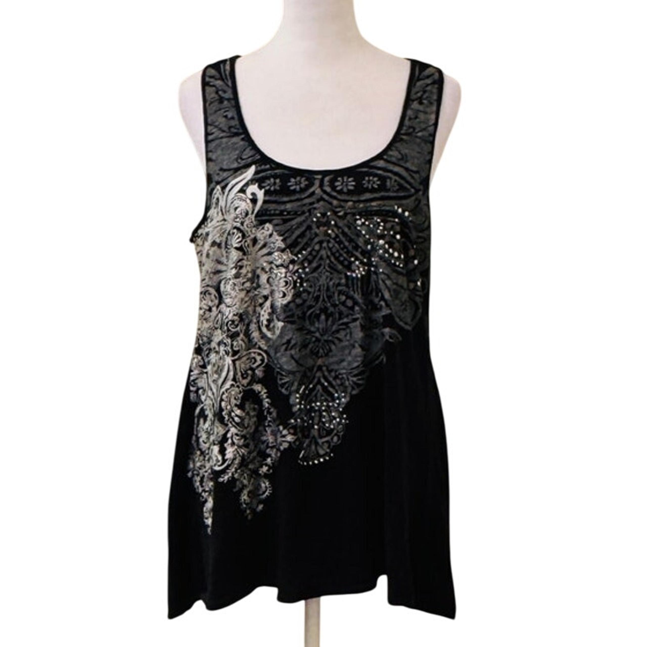 RXB Black and Gray with Metal Accent Tank Top Lace Back Size Large
