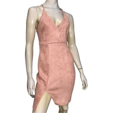 Seek the Label NWT Women’s M Dusty Rose Pink Ultra Suede V-Neck Slit Mini Dress