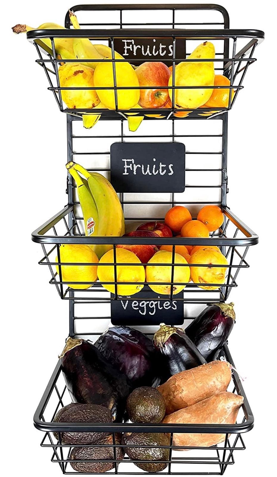 3-Tier Wall Mounted Hanging Wire Baskets