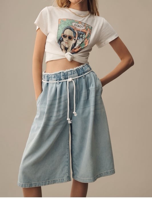 Anthropologie Pilcro Cropped PJ Wide-Leg Jeans