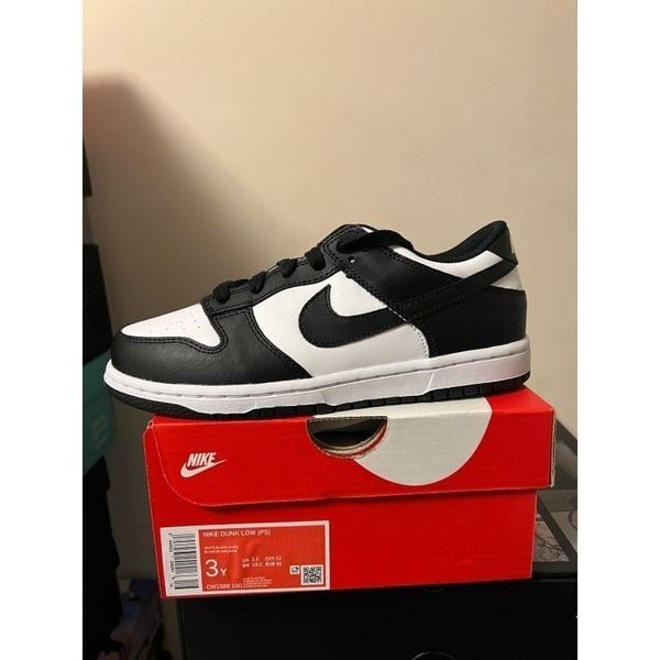 Nike Dunk Low Retro White Black Panda Ps Preschool Cw1588-100 Size 3y