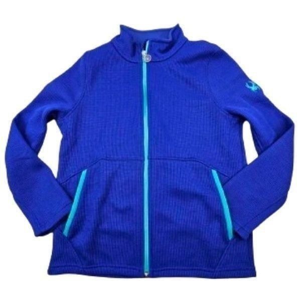 Spyder Girls Size XL Endure Ribbed Knit Spider Blue Full Zip Stryke Jacket