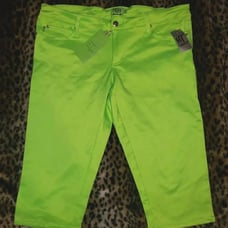 VINTAGE NEON LIME GREEN SHIMMER TRIPP NYC Capri PANTS NWT HOT TOPIC Y2K 15