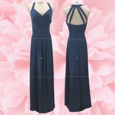 BRIEDESMAID AW SZ 8 M Navy Chiffon Cutout Formal Party Maxi Dress NEW B150