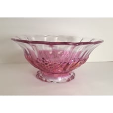 Vintage Art Deco purple glass footed Centerpiece Fruit Bowl Tulip Fluted MCM