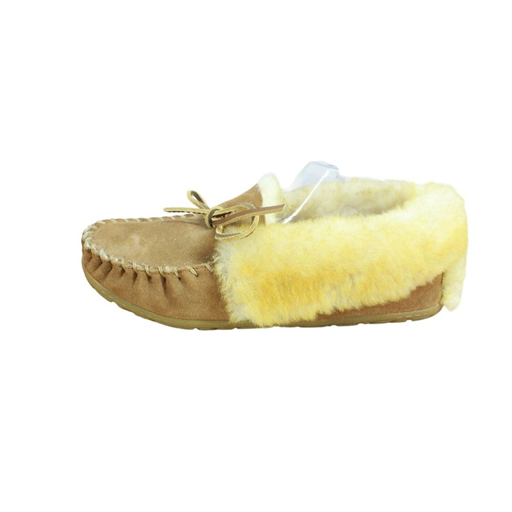 LL Bean Women's Brown Suede Wicked Good Shearling Lined Moccasin Slippers 11 M