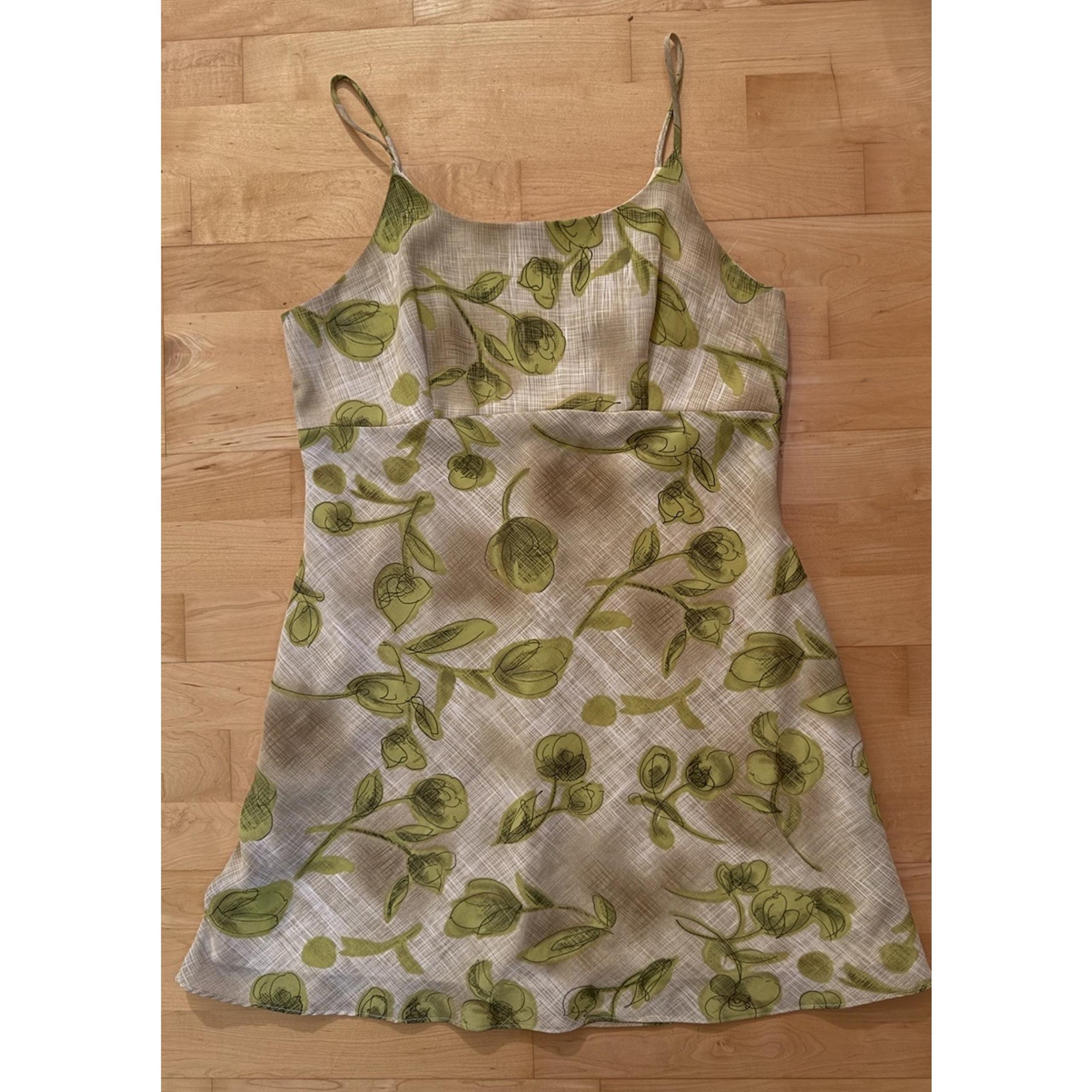 Alyn Paige Y2K Summer Printed Mini Dress Floral Green Beige 13/14