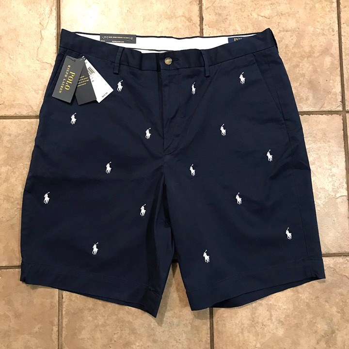 Men's Polo Ralph Lauren All Over Pony Stretch Classic Fit 9 Shorts-Size 36