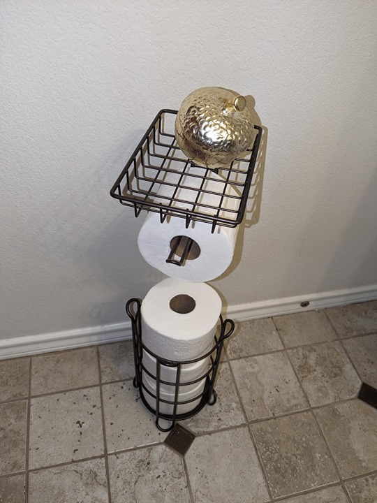 Toilet Paper Holder Stand Tissue Paper Roll Dispenser with Shelf for Bathroom