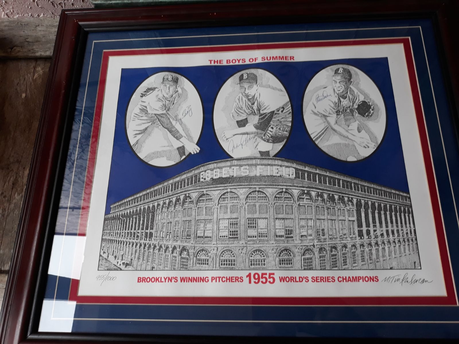 55 Brooklyn Dodgers hand signed lithogra
