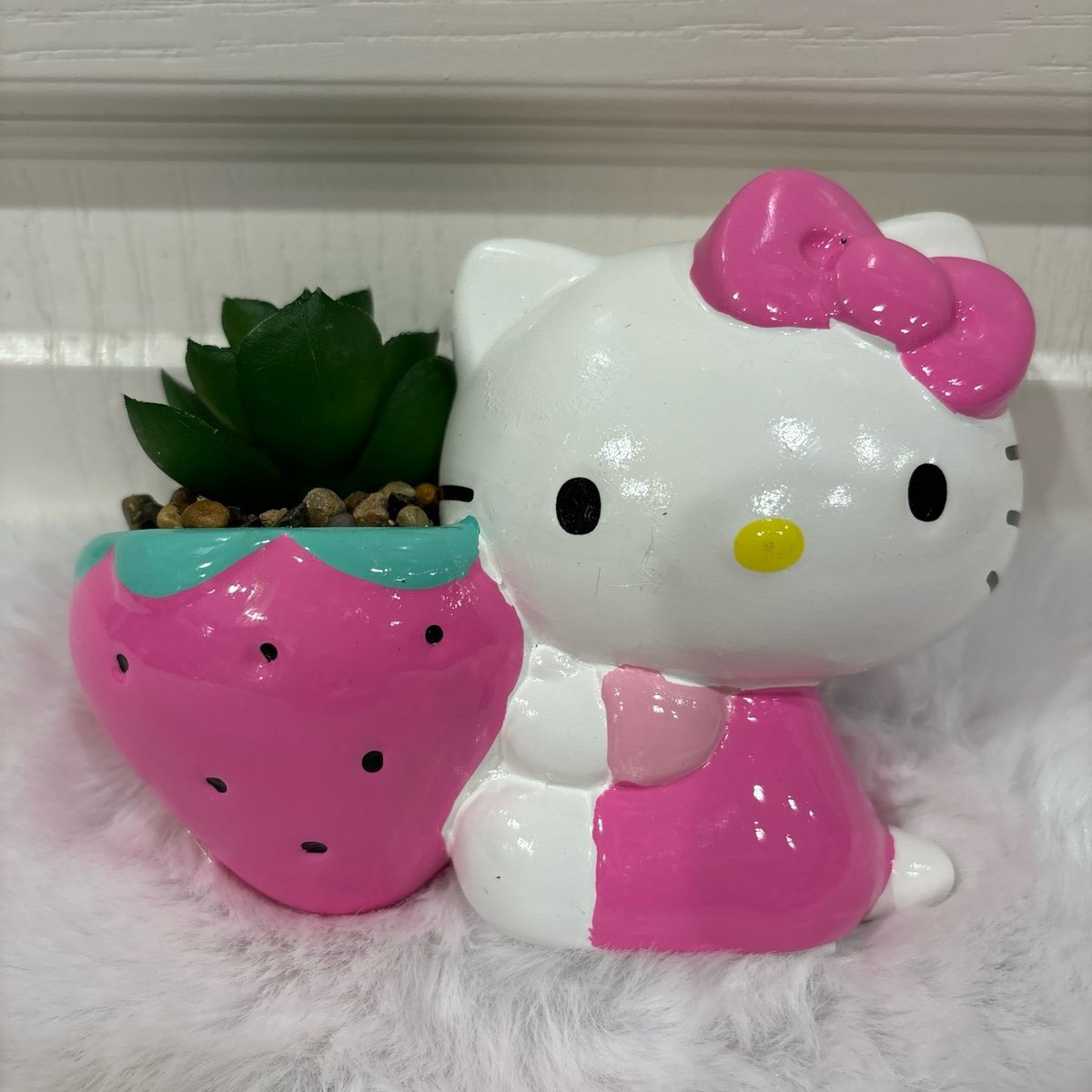 Hello Kitty Strawberry 5 Inch Planter With Artificial Succulent