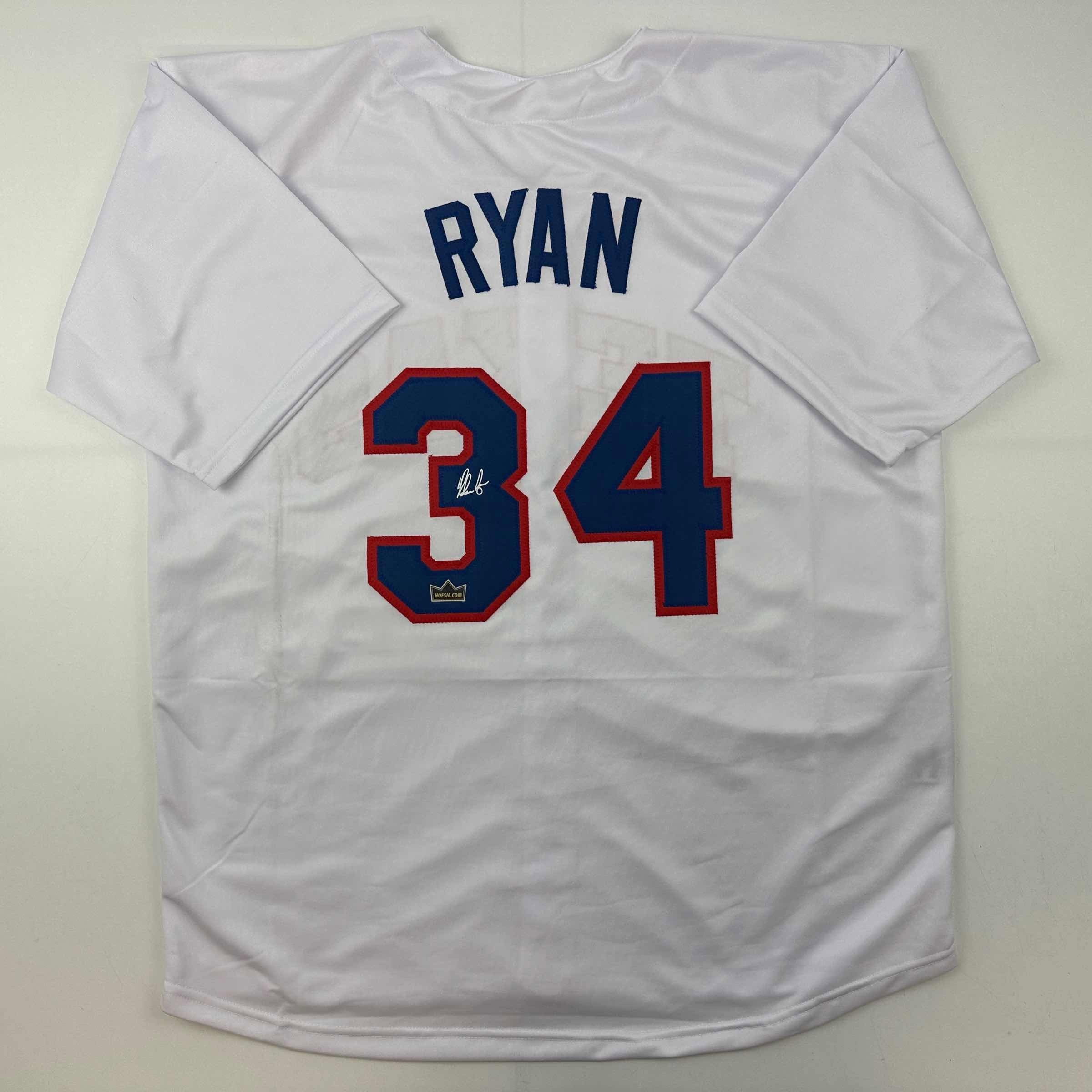 Facsimile Autographed Nolan Ryan Texas White Auto Jersey Size Men's XL