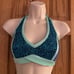 THE LINE UP Pro Cheer Dance NFL NBA NHL Navy Aqua Sequin Audition Costume Set SA