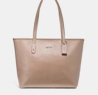 NWT RARE Coach CITY ZIP TOTE (COACH F16224) Metalilc