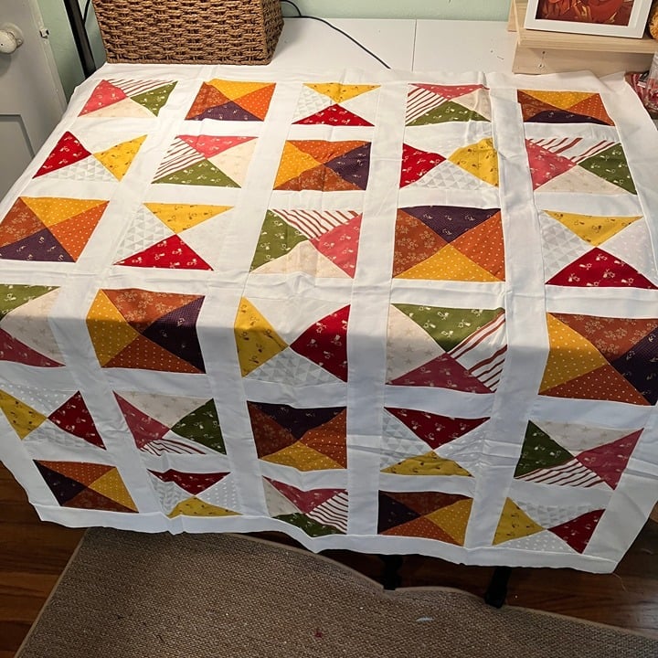 Triangle Fall Colors Quilt Top, Handmade