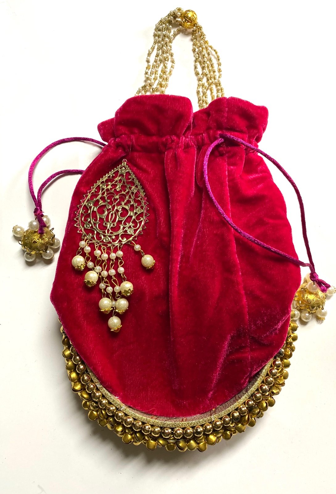 Wedding Bridal Purse Clutch Indian Traditional Party Hand Potli Bag In Red