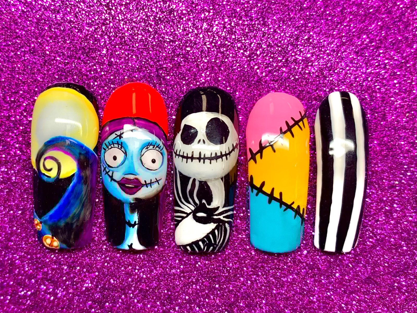 Handpainted Nightmare Before Christmas Press on Nails