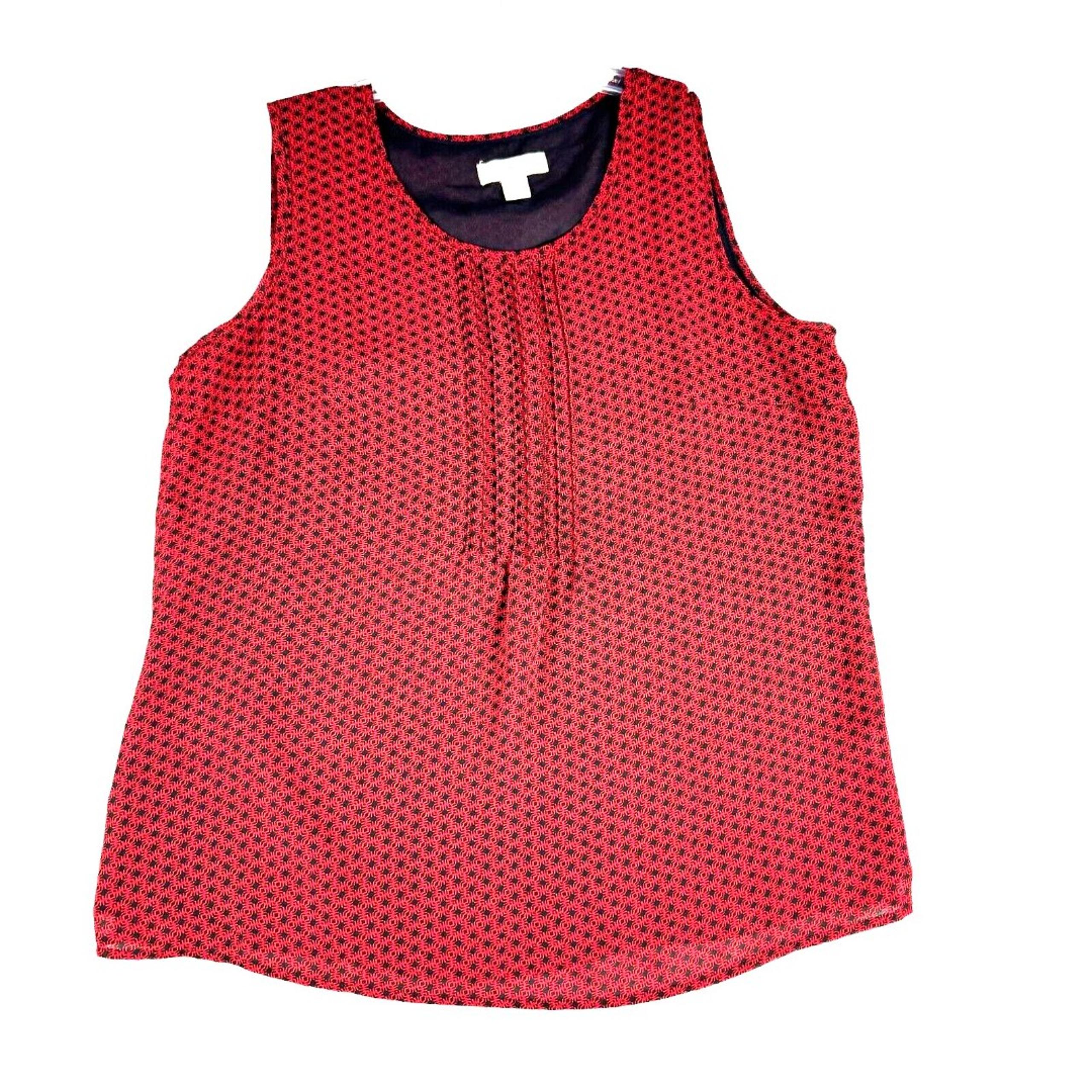 Coldwater Creek Tank Top Women's Medium 10-12 Red Lined Abstract Boho Sleeveless