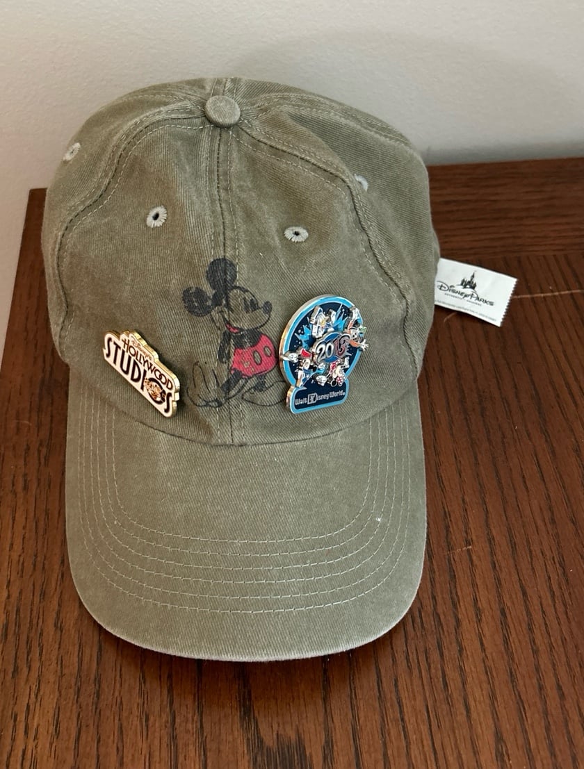 NEW 2 Vintage Pins Walt Disney Parks Mickey Mouse Adult Size Cap