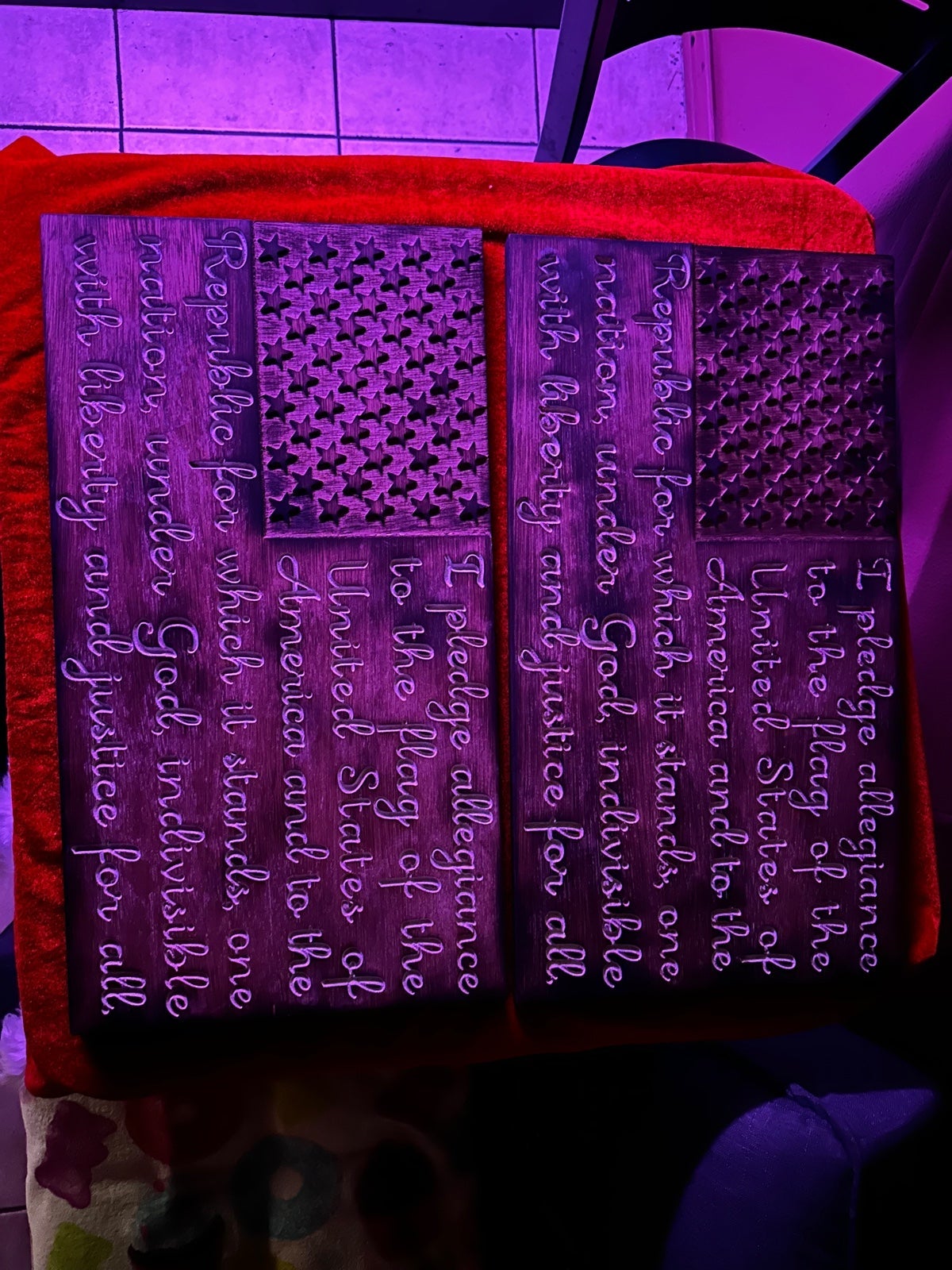 American flag woodwork