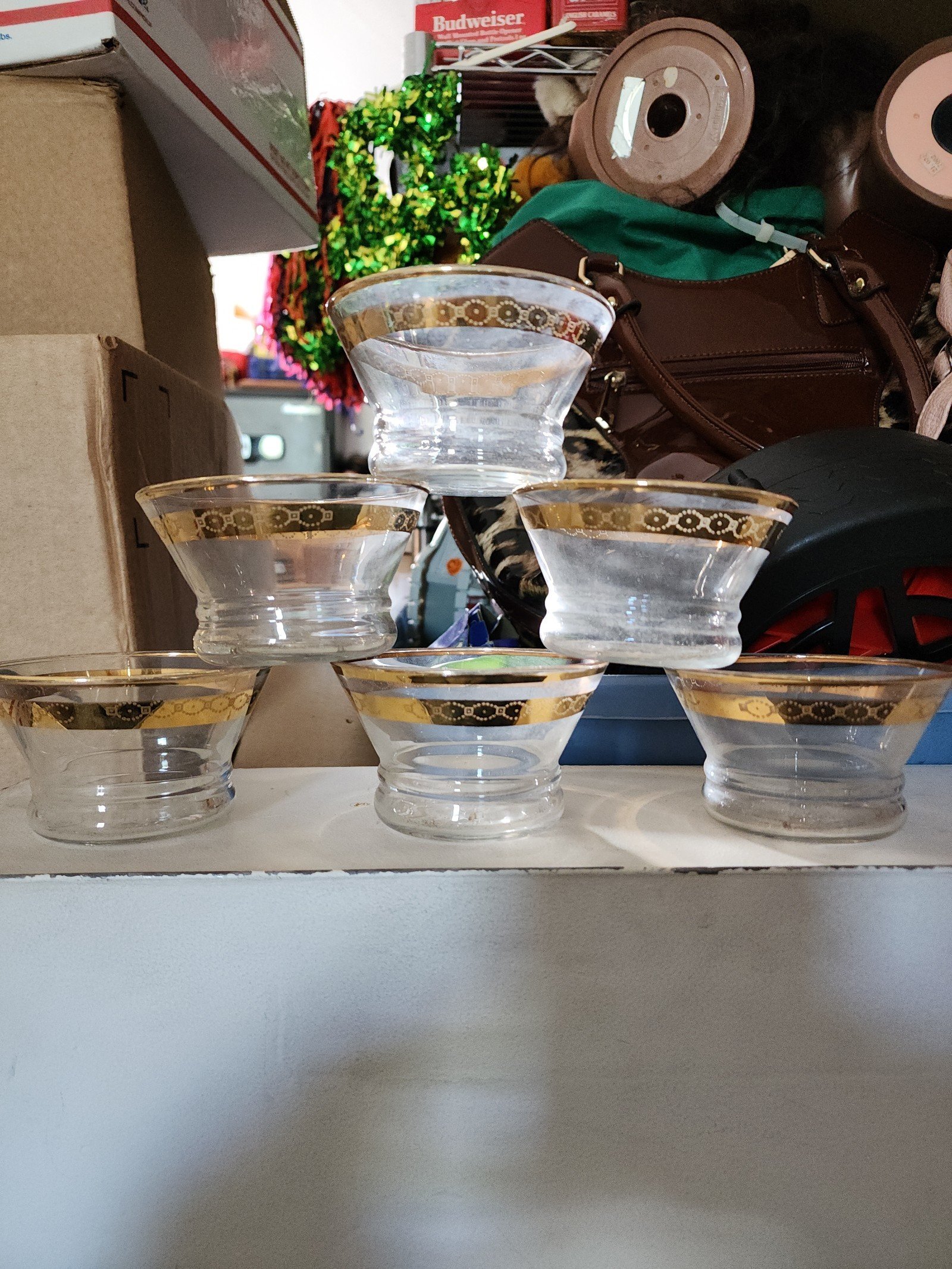 Vintage Libbey 22K Etched Gold Trimmed Punch Glasses