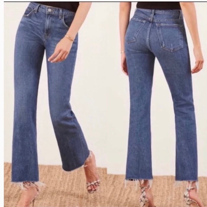Reformation | Cropped Flare Flood Raw Hem Jeans