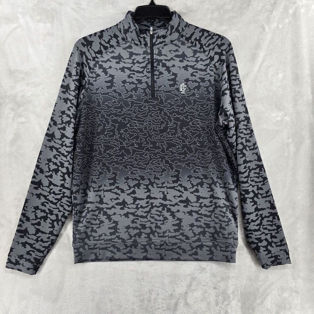 Peter Millar Crown Sport Mens Medium Black Camo 1/4 Zip Golf Pullover Jacket