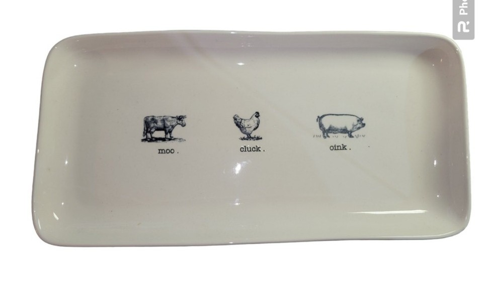 Rae Dunn Magenta Artisan Collection Farmline OINK CLUCK MOO Platter Vintage