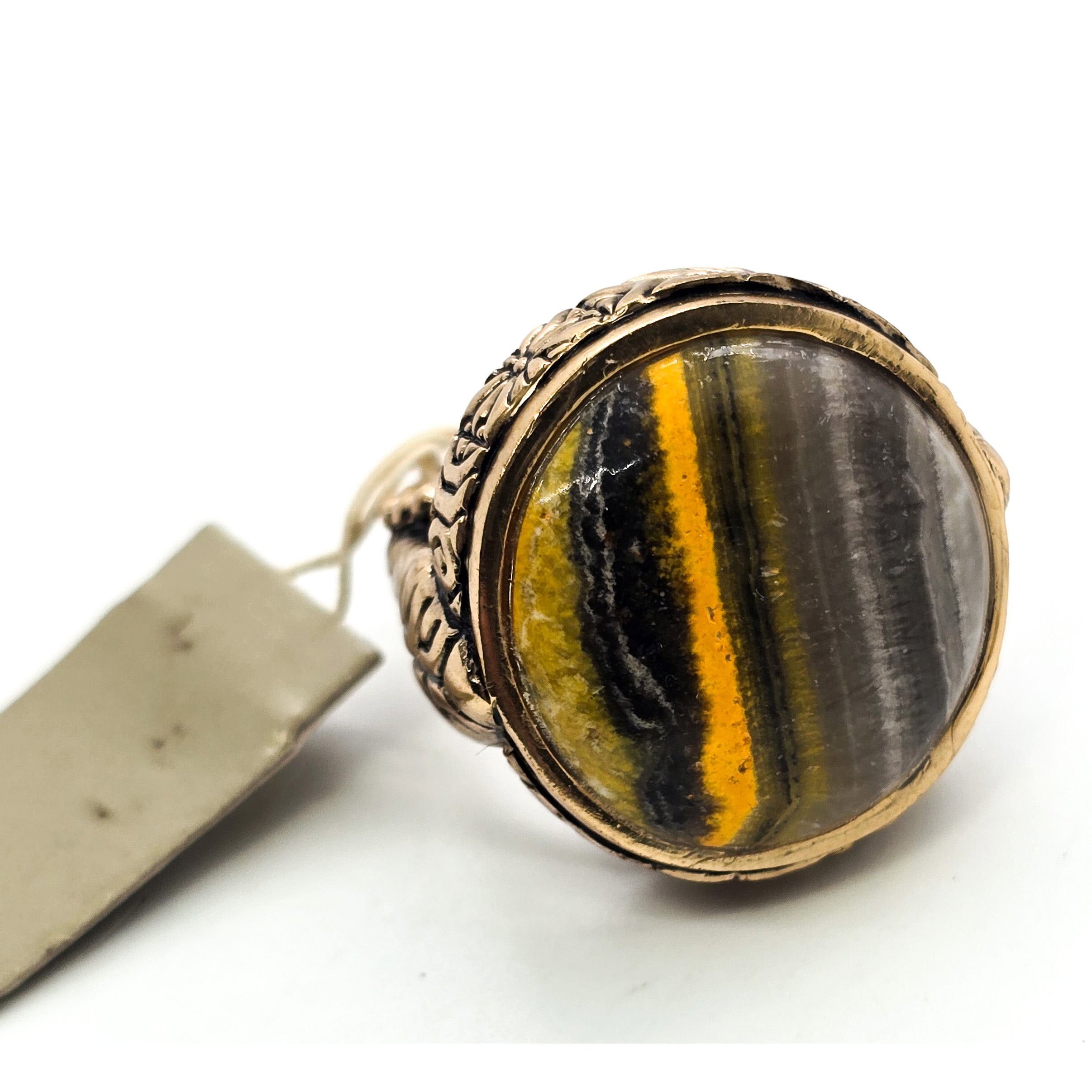 Bumblebee Jasper Barse Gold plated New Old Stock signed ring size 8