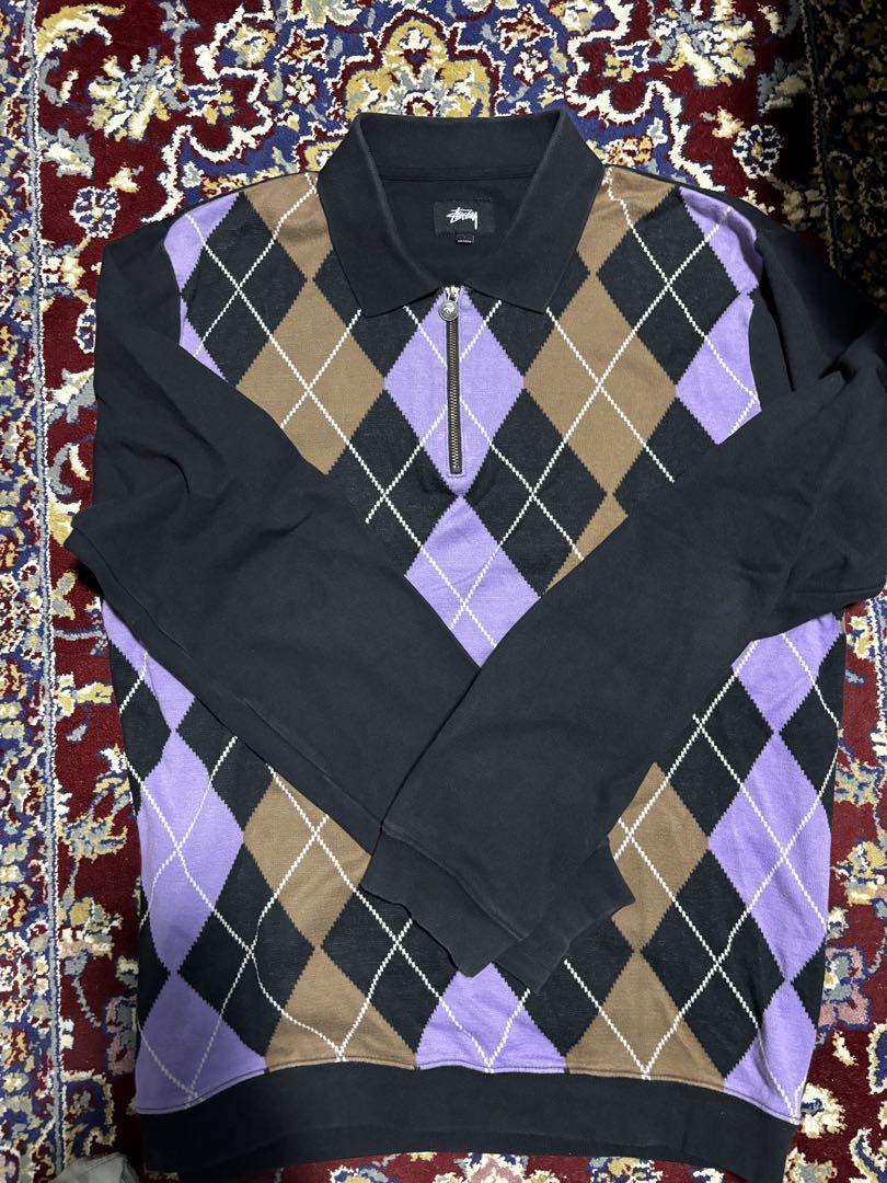 【良好品】 Polo Zip Argyle Stüssy - Shirts Rugby トップス