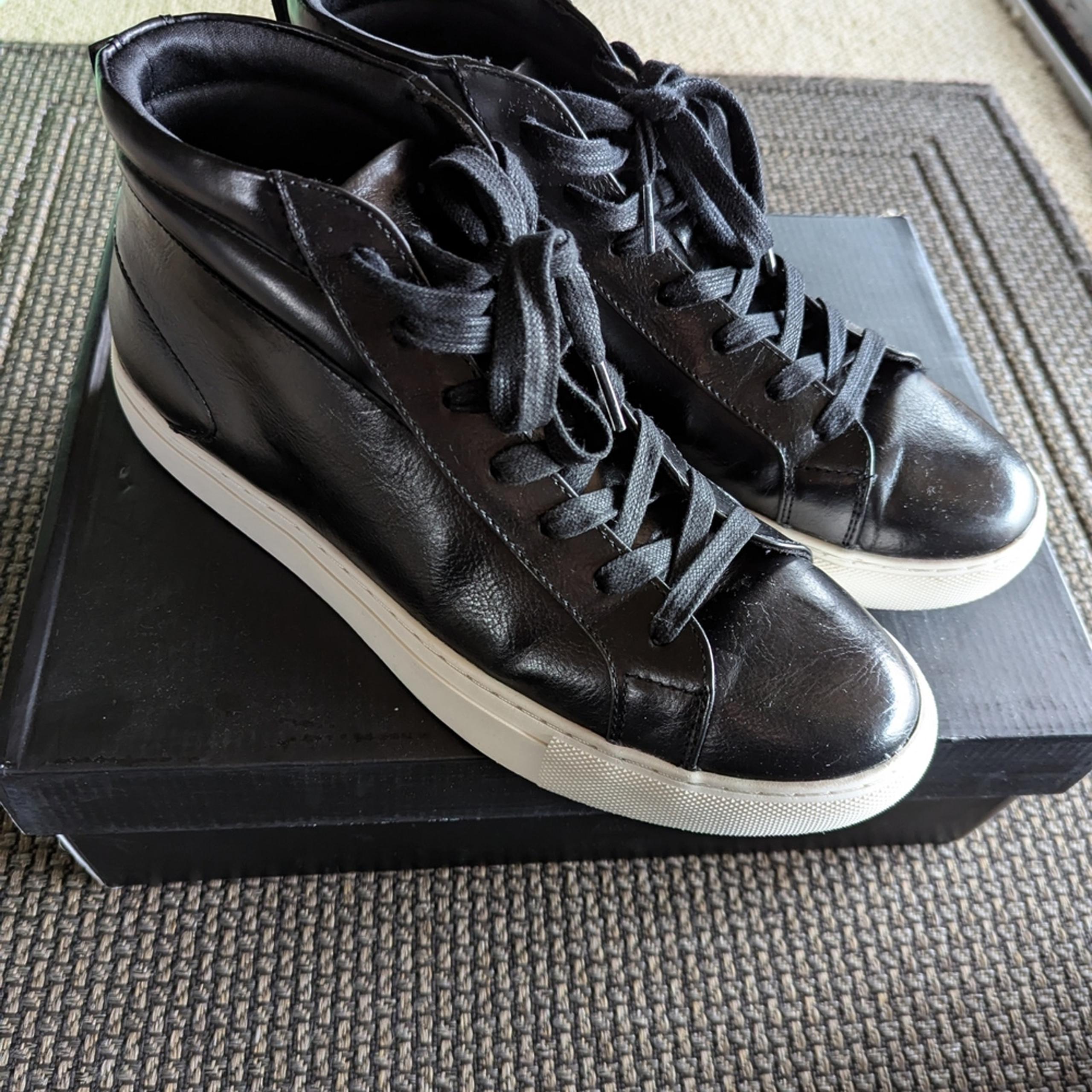 Alfani Jensen Men's Black Faux Leather Laceup Hightop Fashion Sneakers Size 10