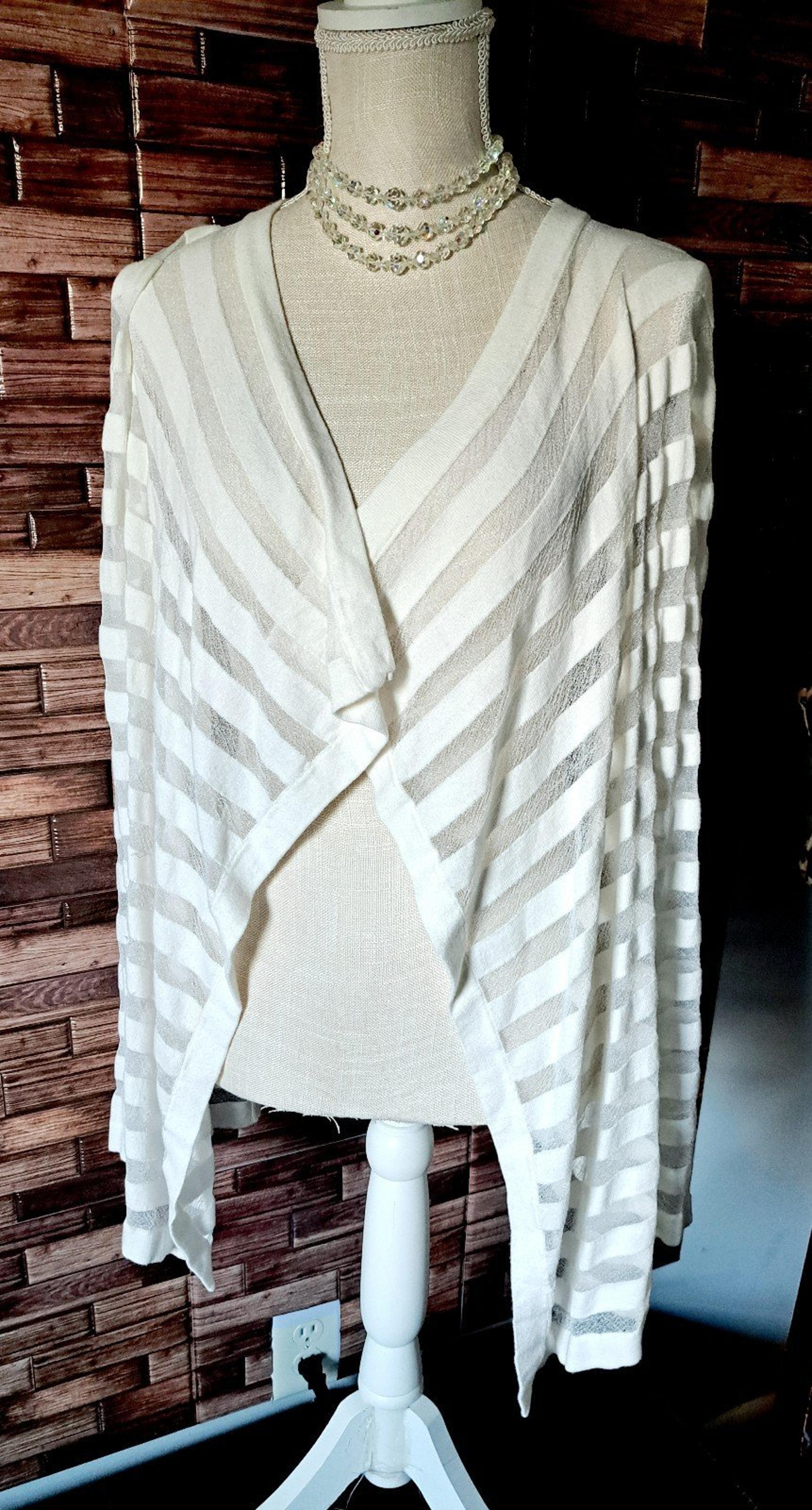 Peter Nygard Lightweight White Cardigan Sweater Top Women's Size Large