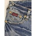 New Baby Phat Jeans Sz 7 Paint Splatter Pocket Crop Blue Gold Cat Button Capri