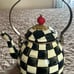 Mackenzie Childs Courtly Check 2 Quart Tea Kettle