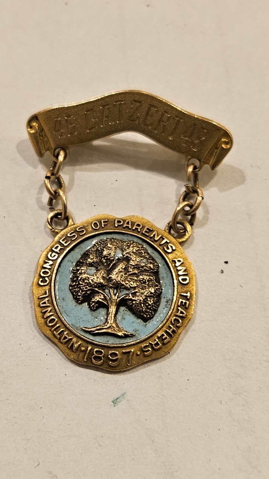 Vintage PTA 10K Yellow Gold Pin National Congress of Parents & Teachers 1897