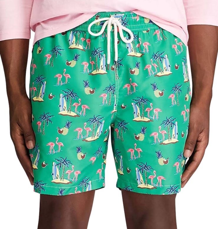 NWT Polo Ralph Lauren Green All Over Floral Print Swim Trunks