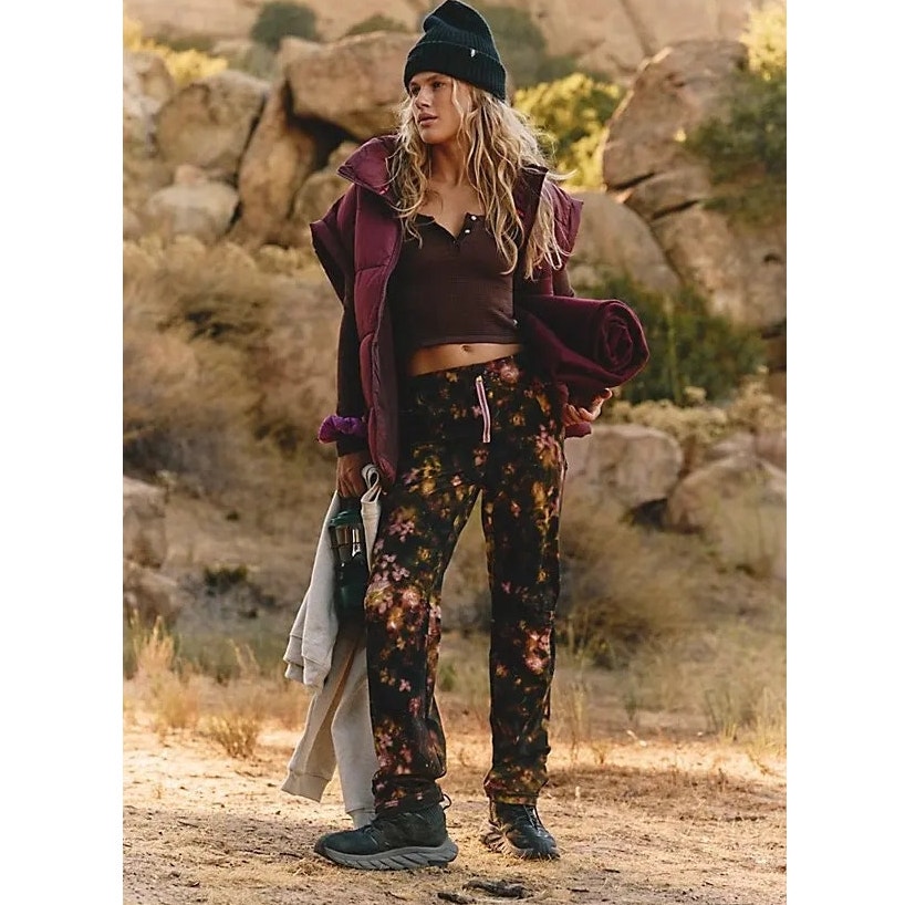 NWT Free People FP MOVEMENT Cascade Floral Straight-Leg Jogger Pants 148 XL