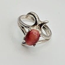 Red Stone Sterling Ring Brazil - Vintage Brazil Ring - Agate Size 5 Ring