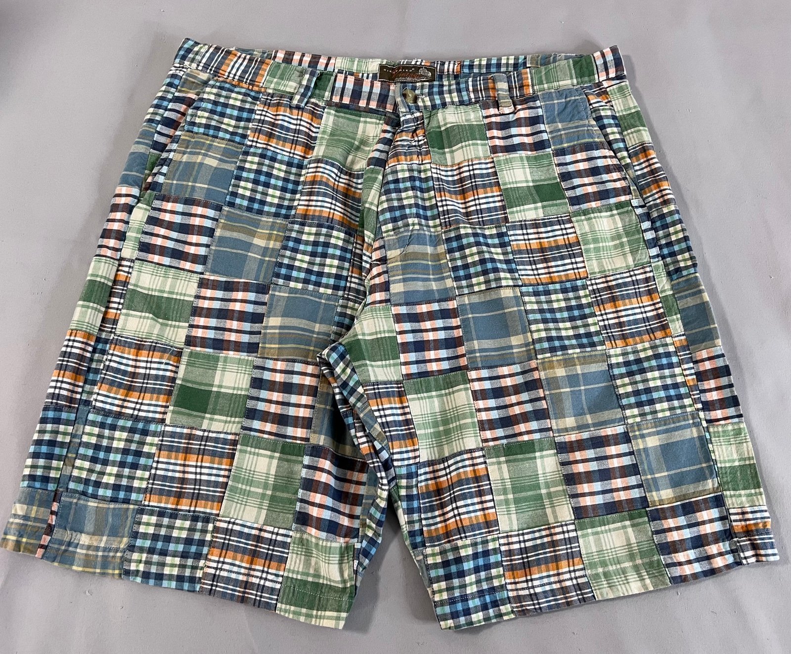 Siegfried Vintage Shorts Madras Plaid Patchwork Men's 40 Preppy Golf 100% Cotton