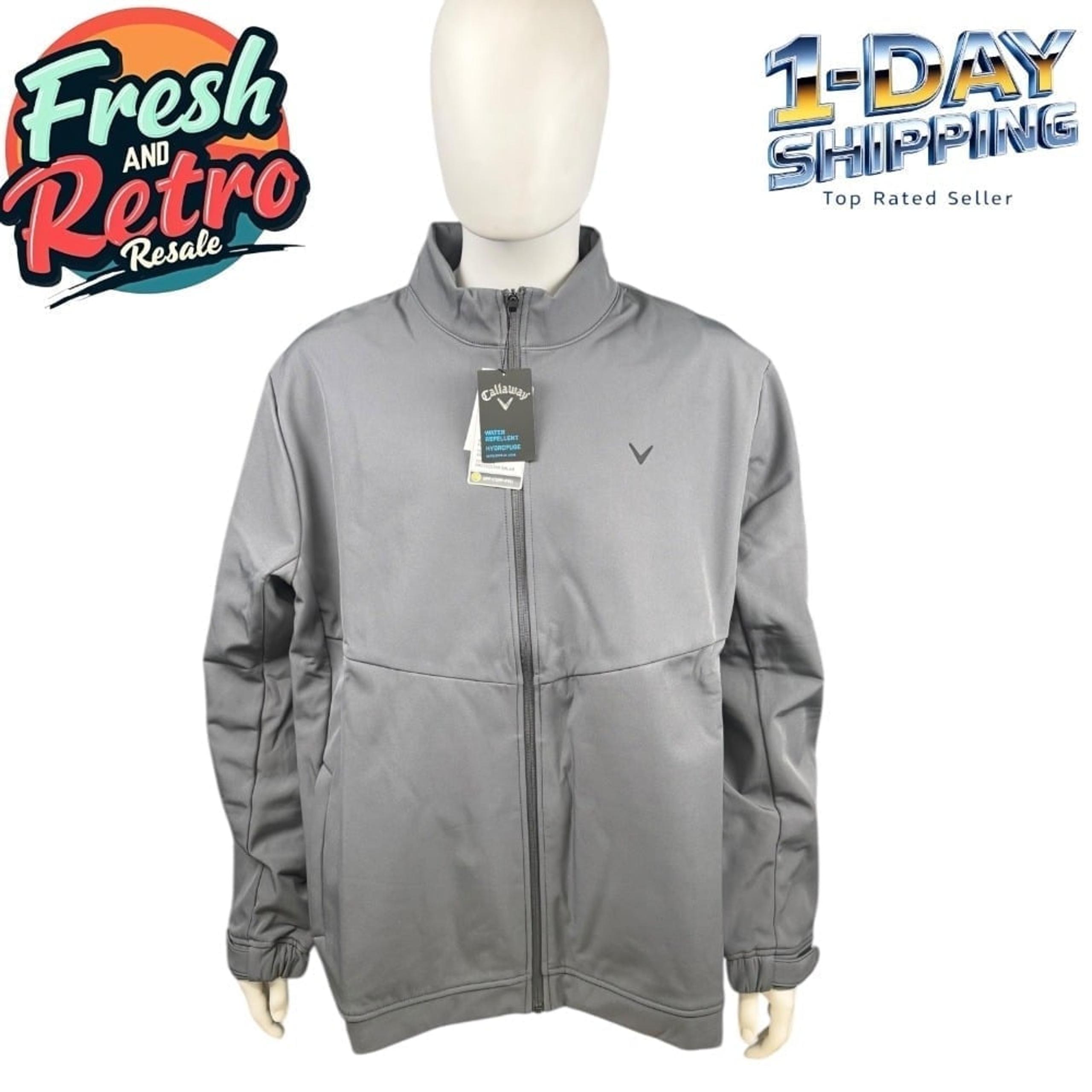 Golf Jacket Men XXL Water Repellent Full Zip Gray Activewear Lined Warm - Callaway