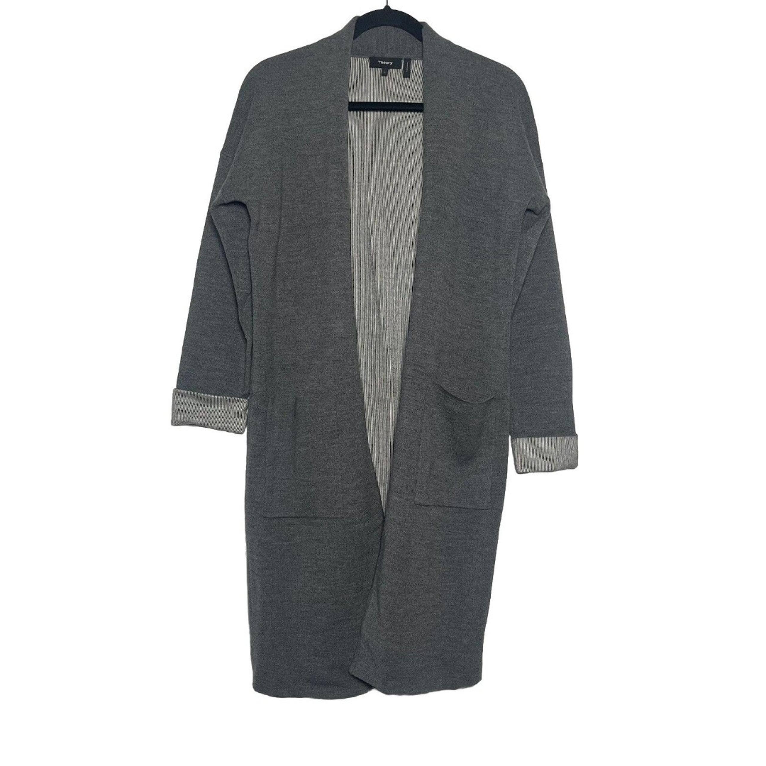 Theory Cardigan Women’s Small Armelle Evian Gray Open Front Wool Blend Sweater