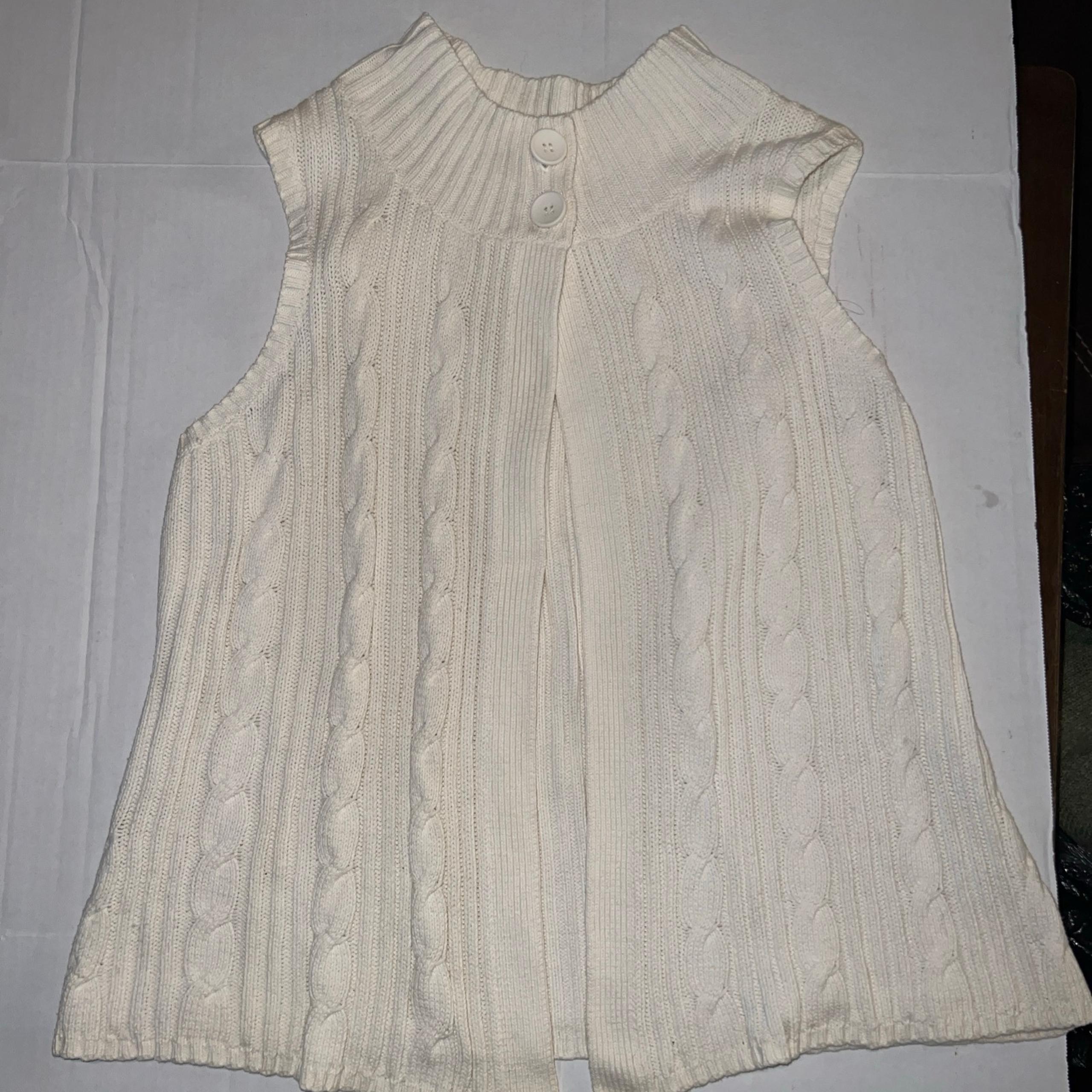 Kim Rogers Sweater Womens XLarge Ivory Vest Sleeveless Cotton Acyrlic