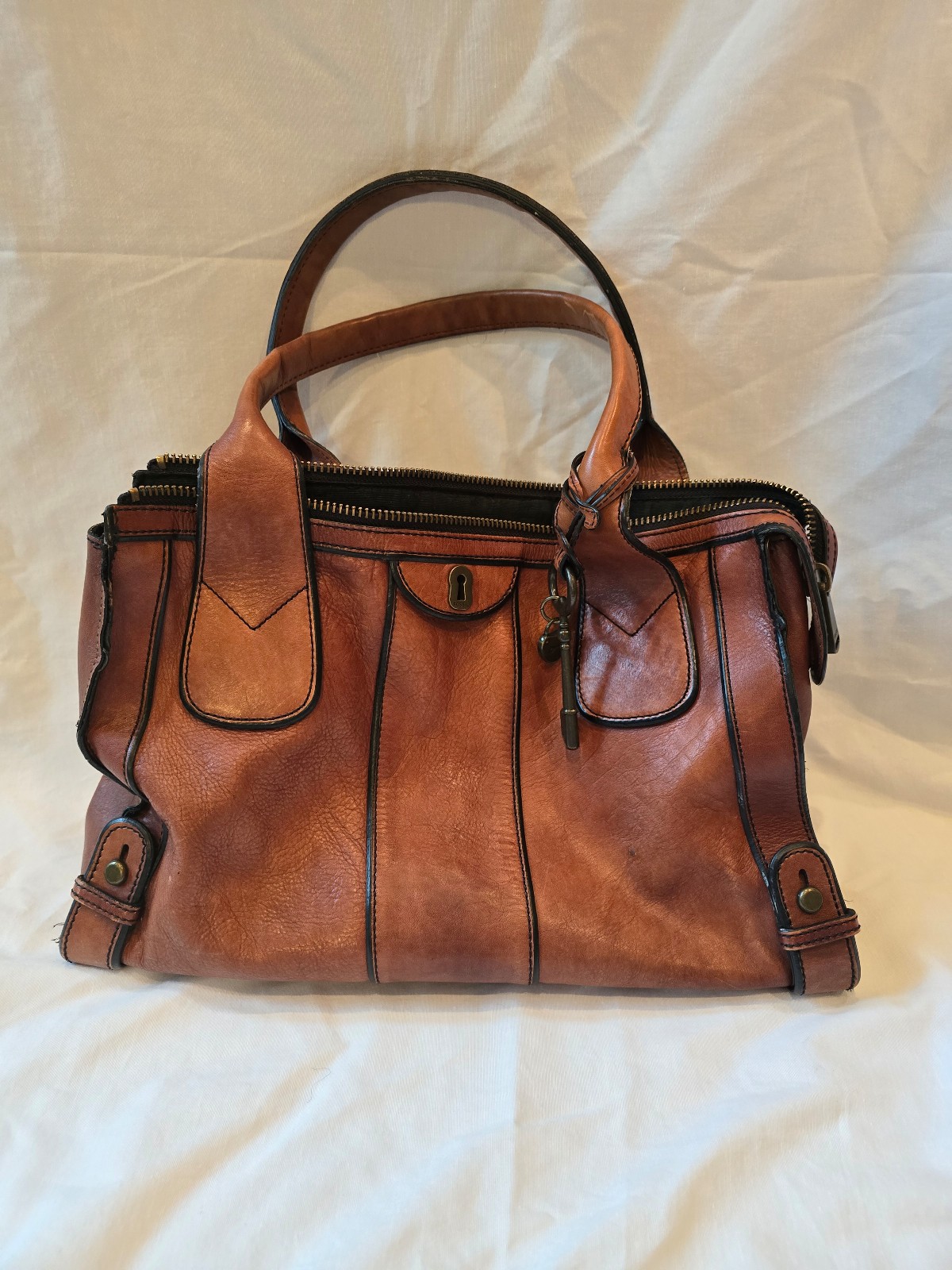Fossil Brown Leather Satchel