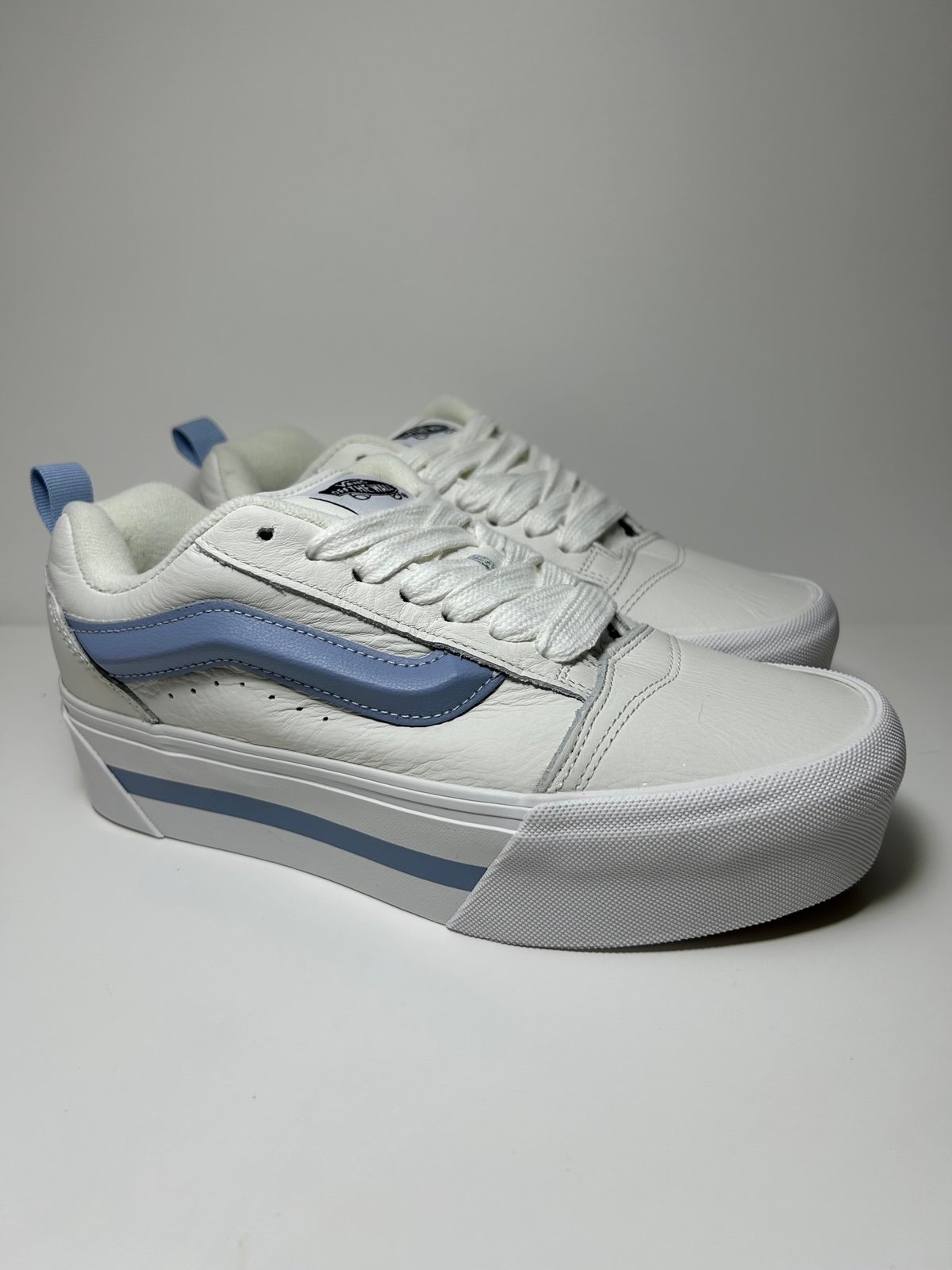 NEW Vans Knu Stack Smarten Up White Blue Low-Top Platform Shoes Size 9 Women’s